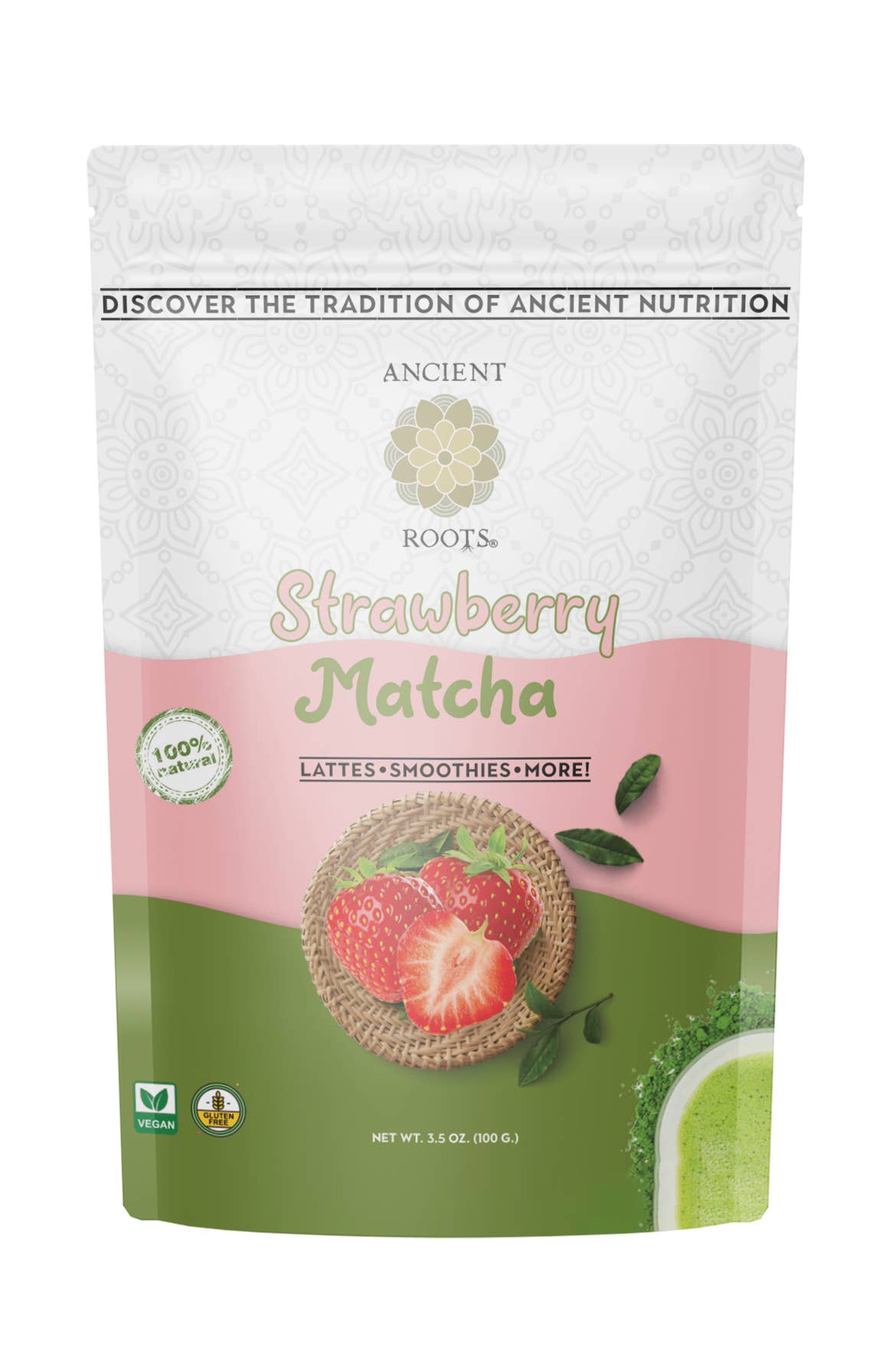 Ancient Roots - Wholesale Health/Detox Tea - Ancient Roots Strawberry Matcha Green Tea Powder