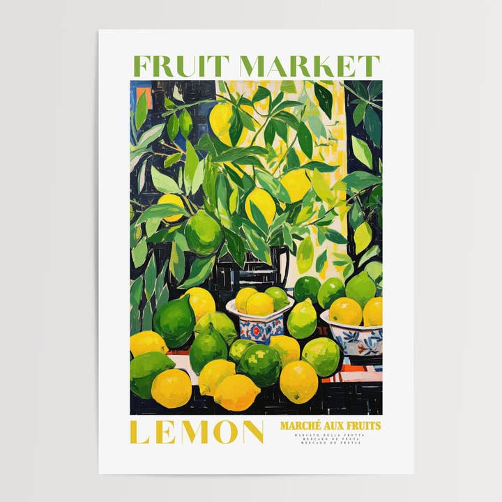 Póster del mercado de frutas con limón para venta al por mayor de Enchanted Sights