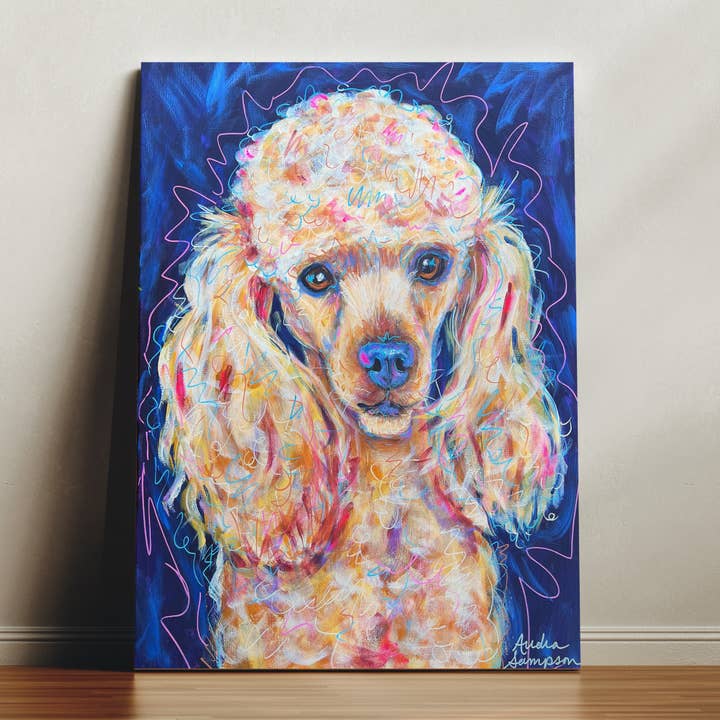 Poodle Canvas Print - Dog Pet Art Painting for wholesale by Audra Style