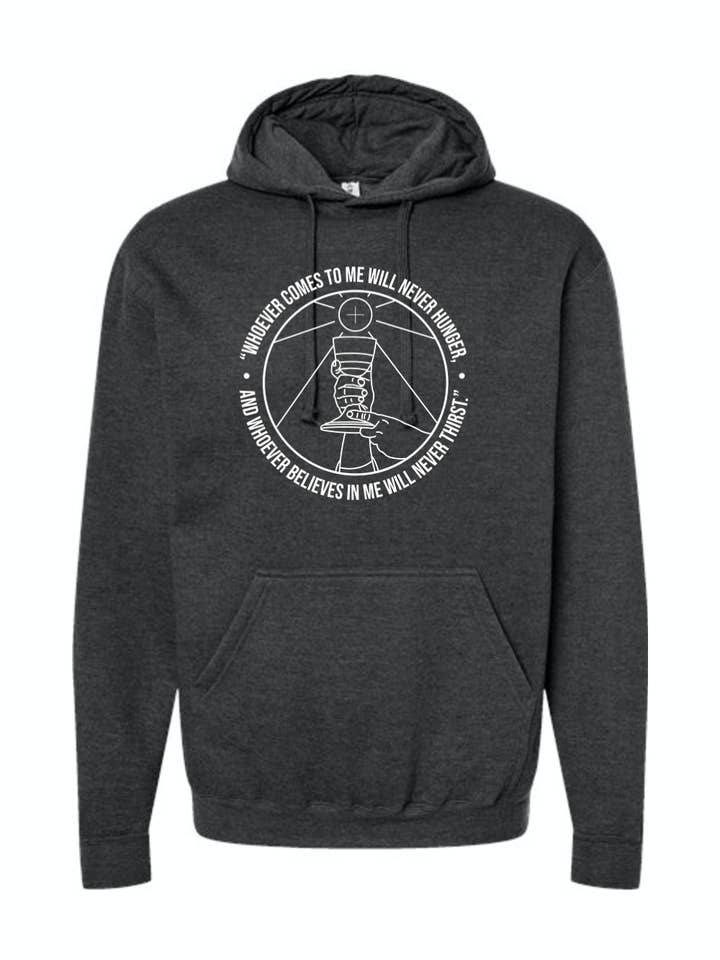 Hvem der kommer til mig - Johannes 6:35 Hættetrøje for engroshandel hos Sock Religious