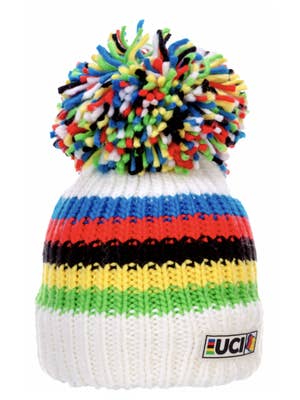 Rayures arc-en-ciel blanches UCI pour la vente par Big Bobble Hats