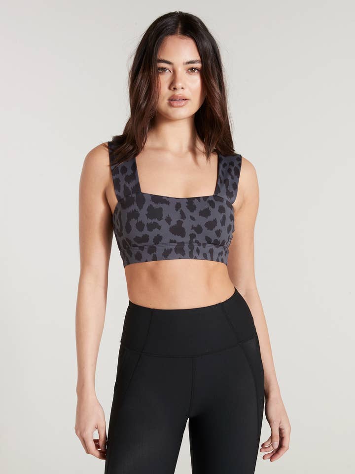 Oversized Cheetah Sports Bra (Charcoal) for wholesale by All Fenix