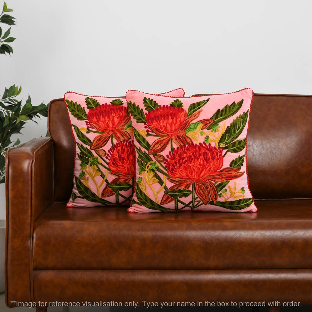 Karma Living - Wholesale Throw/Decorative Pillow - 2ABFLCC18_BPRD Set/2 BLUSH FLORAL VELVET PILLOW 18x18"4