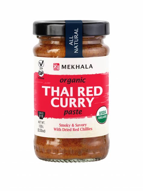 Organic Thai Red Curry Paste 3.53oz for wholesale by Mekhala Living Inc