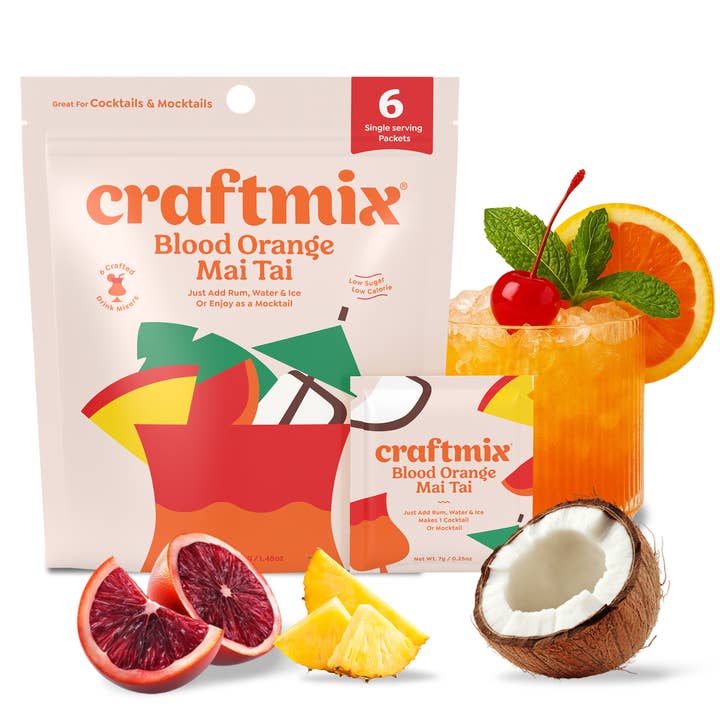 Blood Orange Mai Tai Cocktail Mixer - 6 Servings Multipack for wholesale by Craftmix