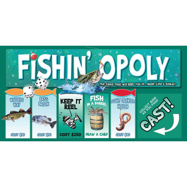 Outset Games and Cobble Hill Puzzles - Wholesale Board Game - Fishin'-Opoly Board Game