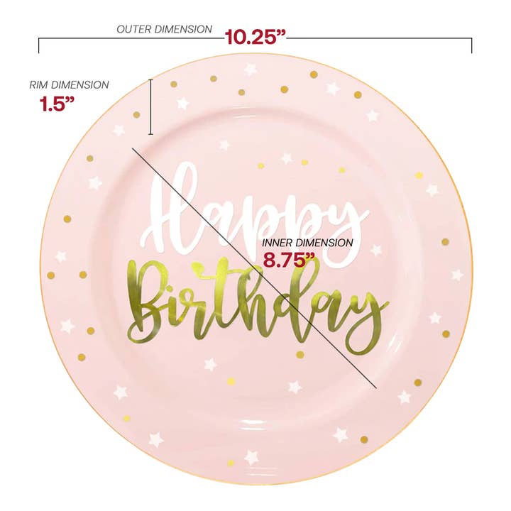 Smarty had a Party - Wholesale Disposable plate - 10.25" Pink w/ White Birthday Plastic Dinner Plates - 10 pcs2