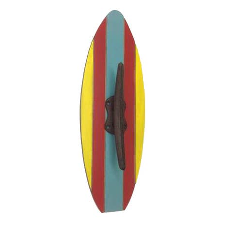 Boat Cleat Hook on 12" Surfboard - Coastal Wall Decor for wholesale by CB Home Collection