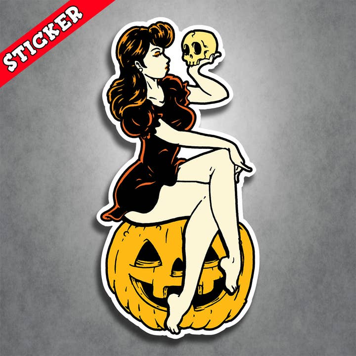Monsters and Martians LLC - Wholesale Sticker - Boujee Sexy Pinup Girl Sticker - Halloween Horror Lowbrow1
