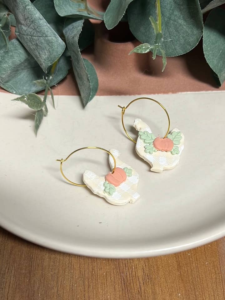 Elfenben Plaid Græskar kylling Hoop for engroshandel hos Mom & Me Gioielli