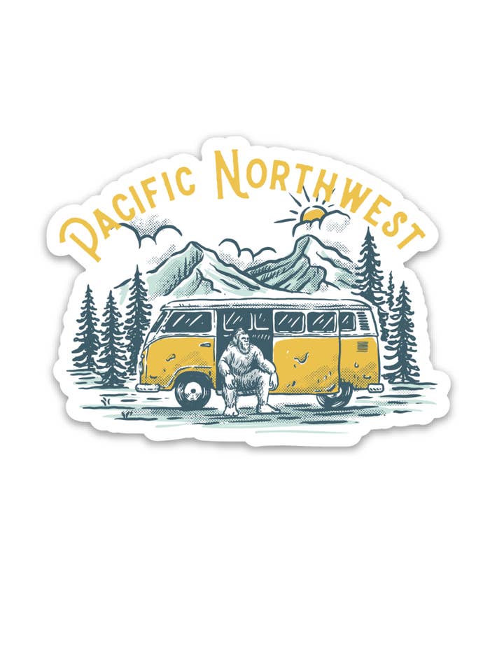 Sasquatch Bus Sticker for wholesale by Northwest Vibes Supply Co.