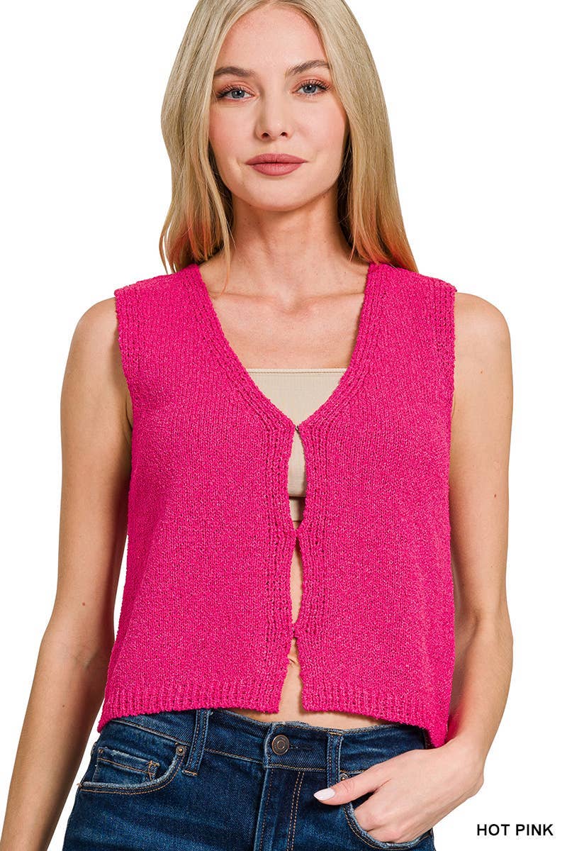 Vanilla Monkey - Wholesale Knit Top - Women's - Hook And Eye Sweater Vest2