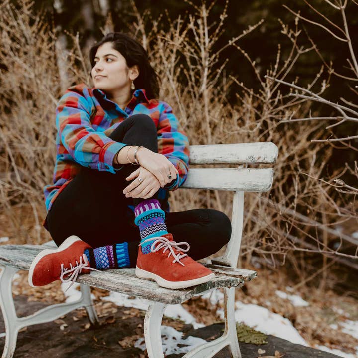 Solmate Socks - Wholesale Socks - Unisex - Raspberry Crew Socks | Eco-Friendly & Made in the USA3