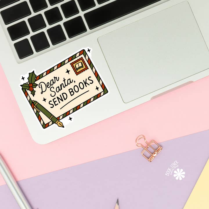 Book Lover Merch Shop - Wholesale Sticker - Dear Santa Send Books Stickers / Christmas Bookish Stickers1