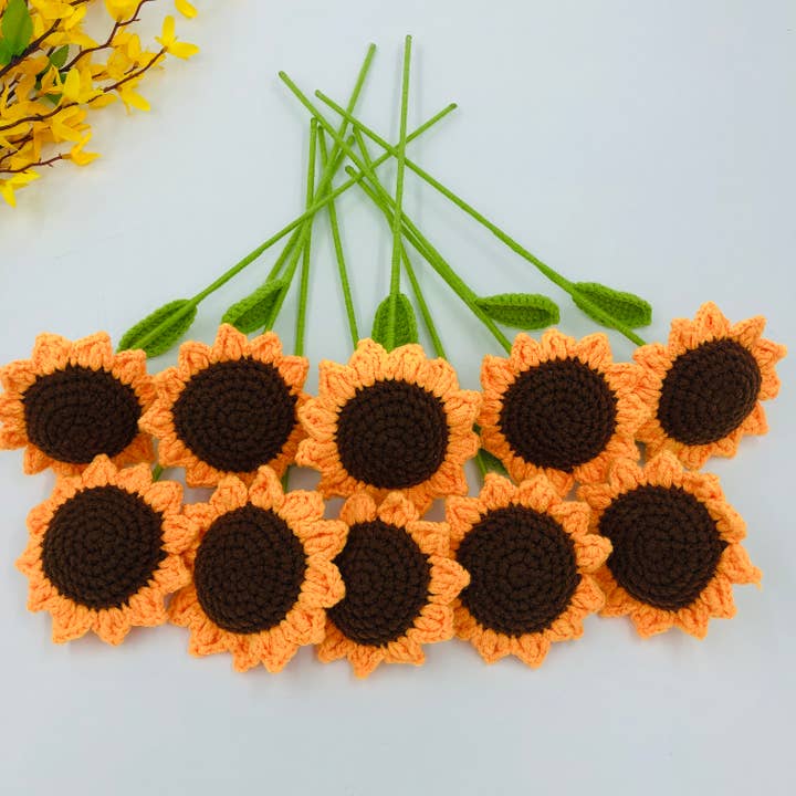 Handmade Crochet Sunflower Faux Knitted Flower for Home for wholesale by onEternal