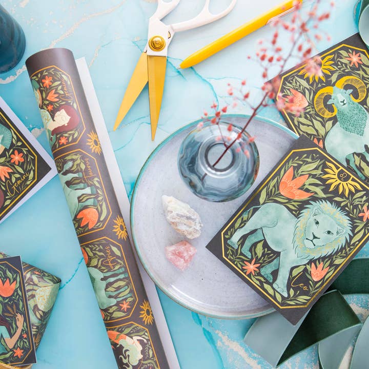 Amicreative - Wholesale Wrapping Paper Roll - Zodiac Astrology Wrapping Paper – 3 Rolls (3 Sheets Each)3