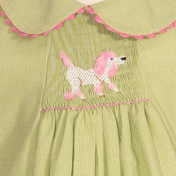 Grön Gingham Poople Smockad Kortärmad Byxset för wholesale av Hello Bebes!