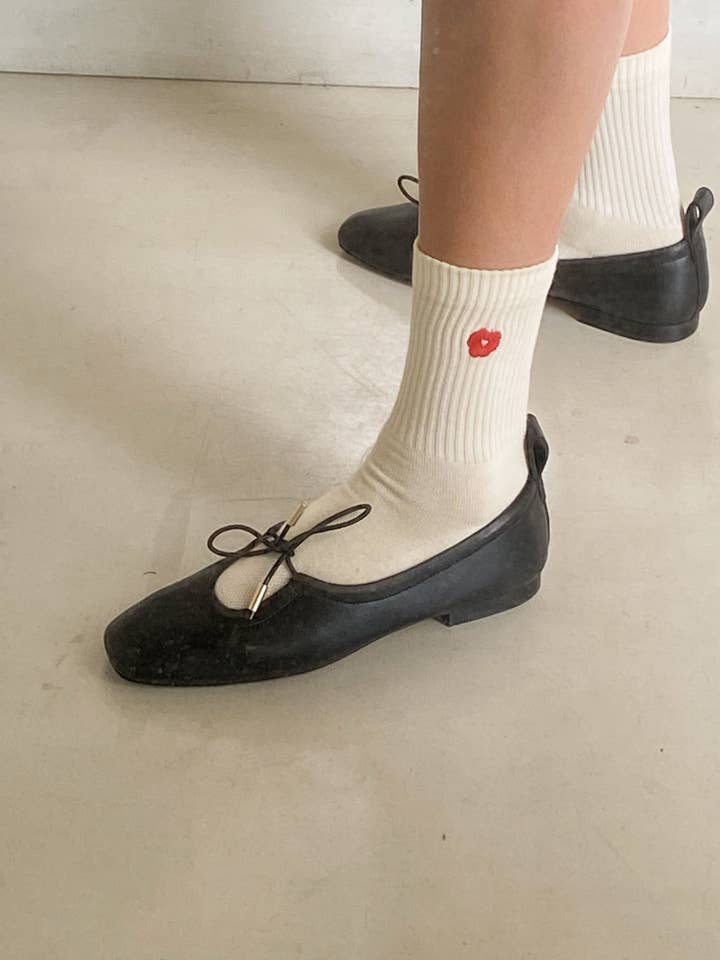 Røde Blomstersokker for engroshandel hos Jutelaune