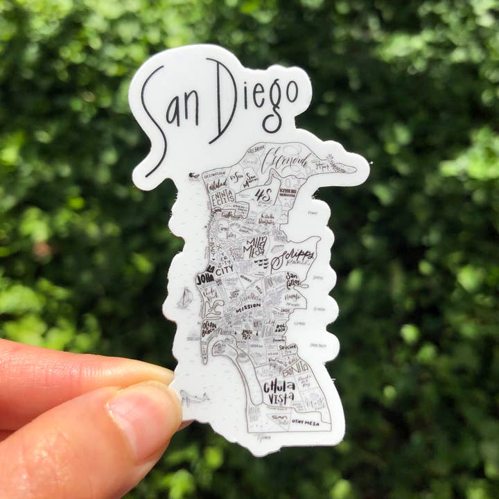 San Diego Map Sticker | Die-Cut 4" por atacado de Traveling Calligrapher
