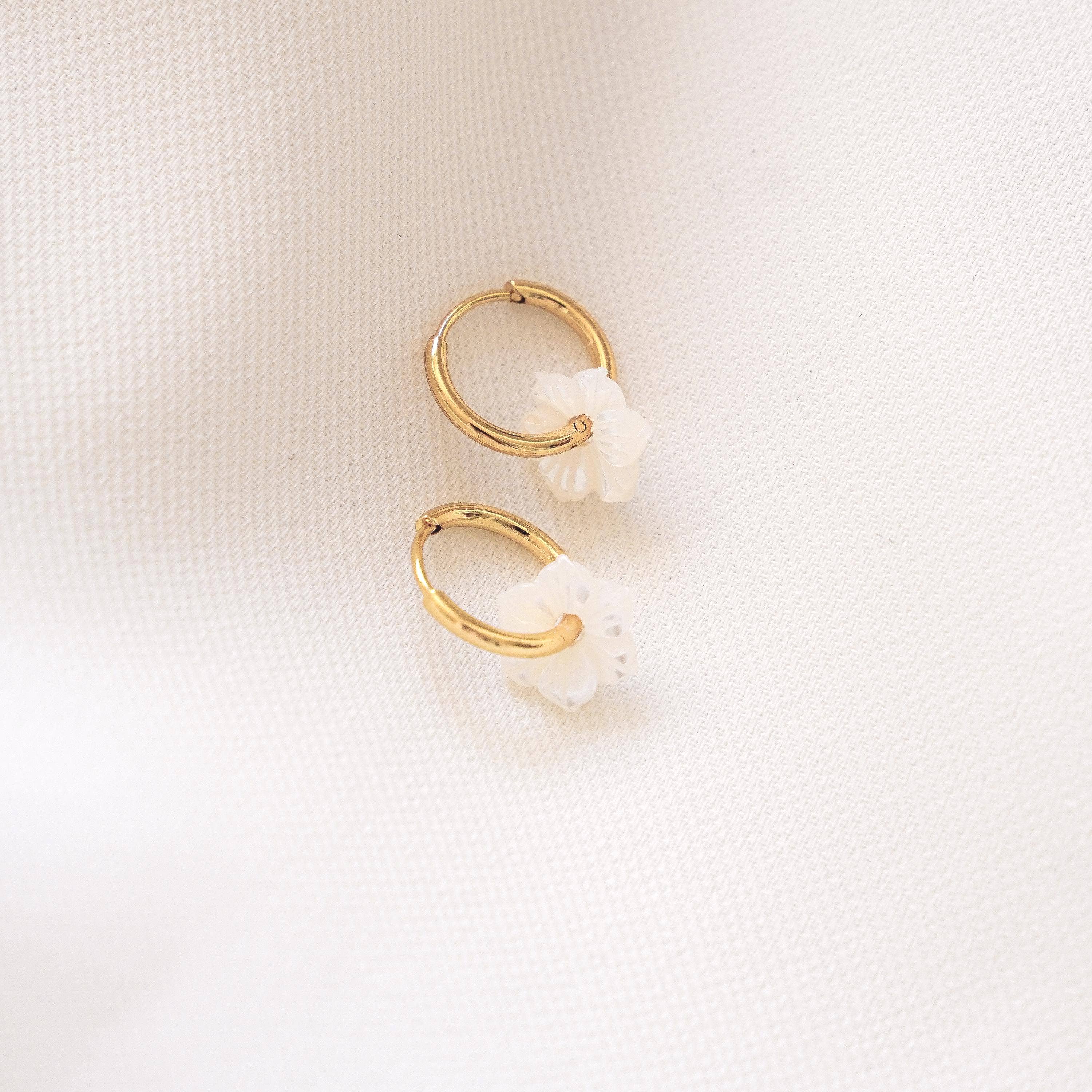 Victoire Collection - Wholesale Dangle Earrings - Stainless steel flower hoop earrings1