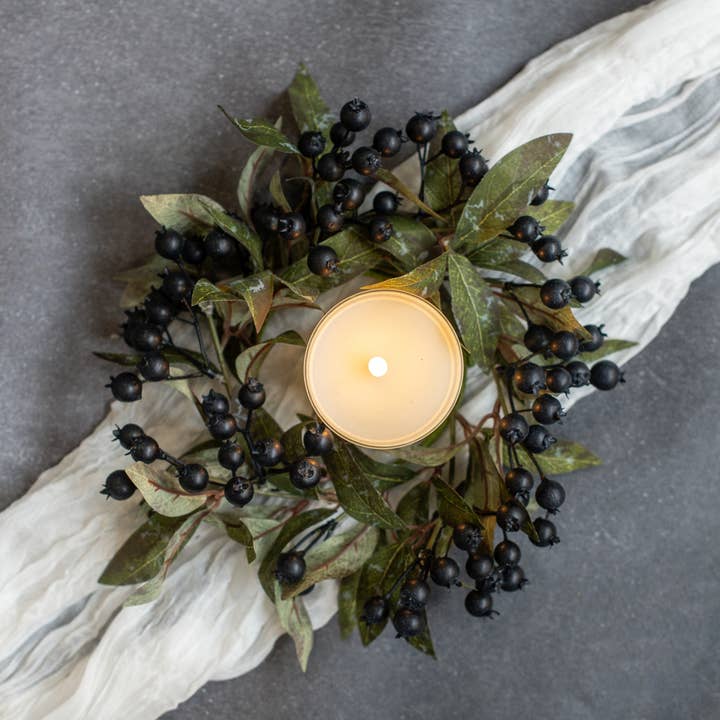 14" BLÅBÆR LYSKRANS for engroshandel hos Ragon House