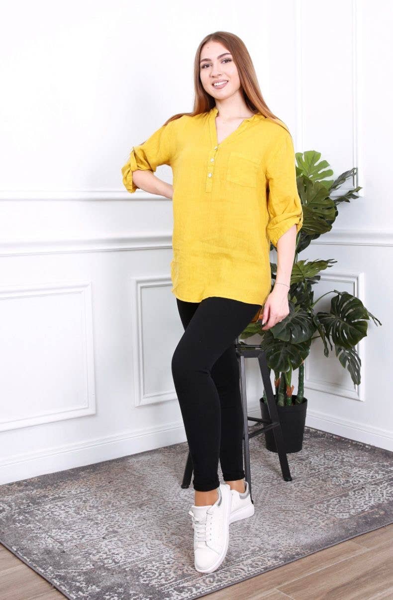 LÉA & LUC - Wholesale Button Down Shirt - Women's - 100% Linen Blouse REF. 636789