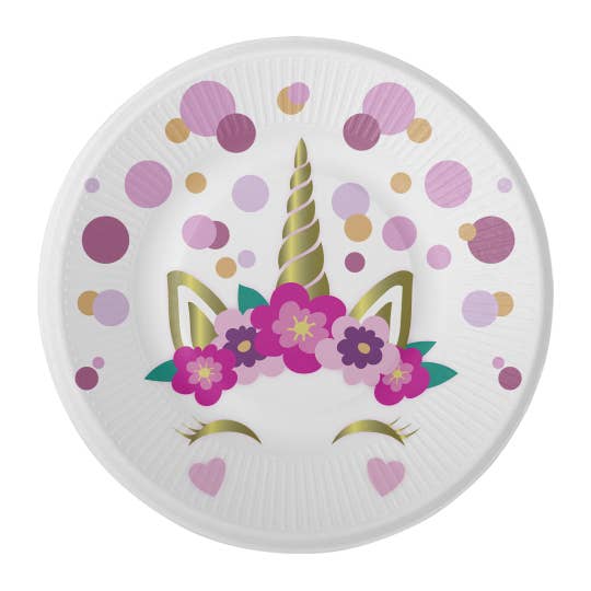 Fiestora - Wholesale Disposable Plate - 8 Plates 18 cm Lil Unicorn