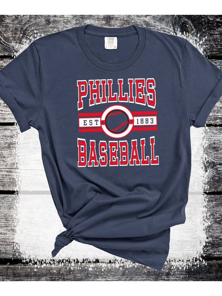 A Blessed Texas Mess Boutique - Wholesale Screen Printed T-Shirt - Women's - Philly Baseball Phillies Ball Game Philadelphia Baseball1