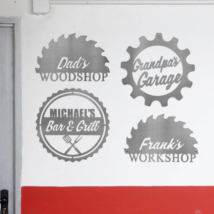 Just For Him Personalized Signs - BBQ, Garage, and Workshop Metal Wall Art for wholesale by Rusted Orange Craftworks Co.