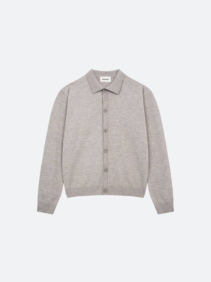 Light Grey Melange Knit Cardigan for wholesale by FRGL