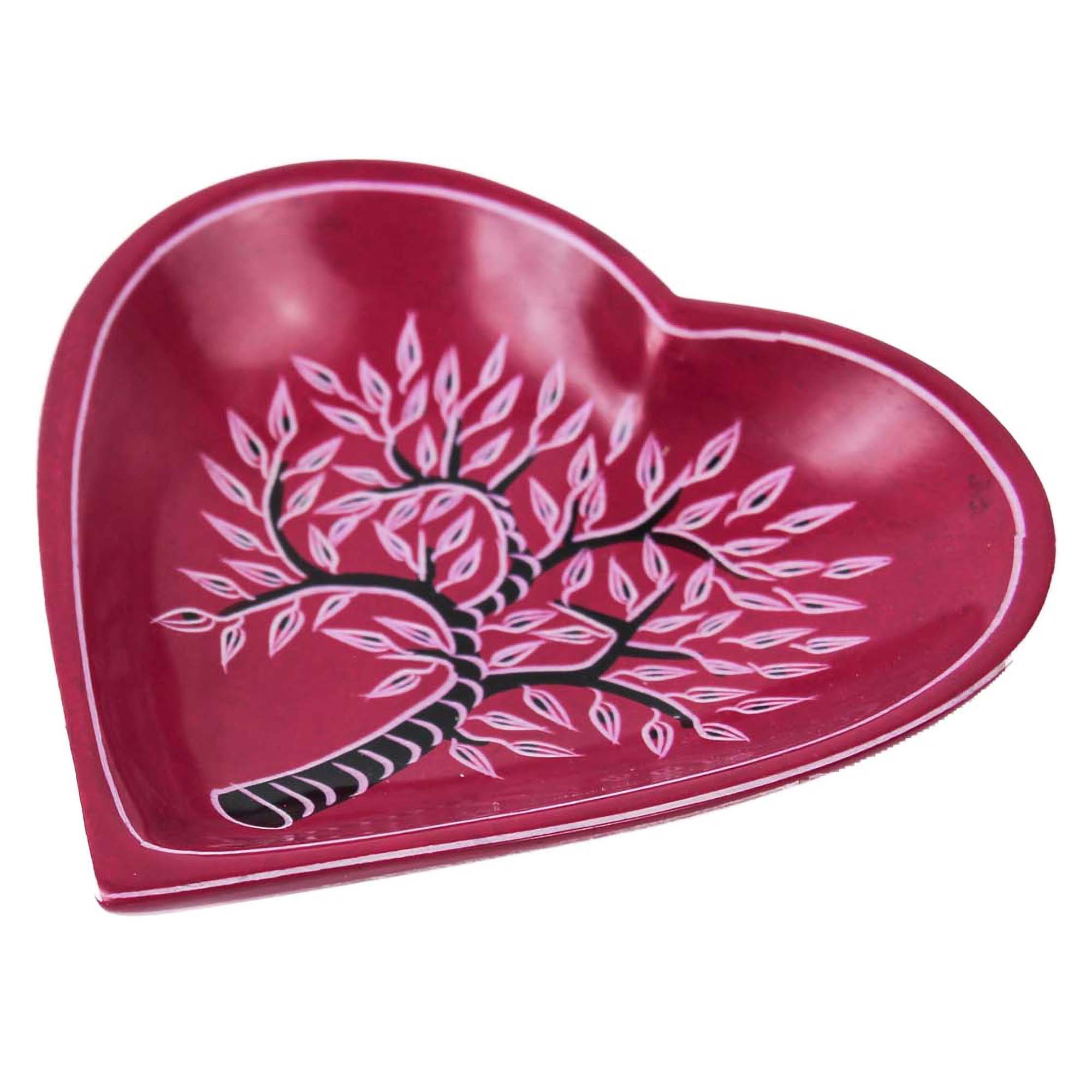 Global Crafts – wholesale Jewellery dish – Soapstone Heart Trinket Bowl - Medium - Red Acacia Tree2