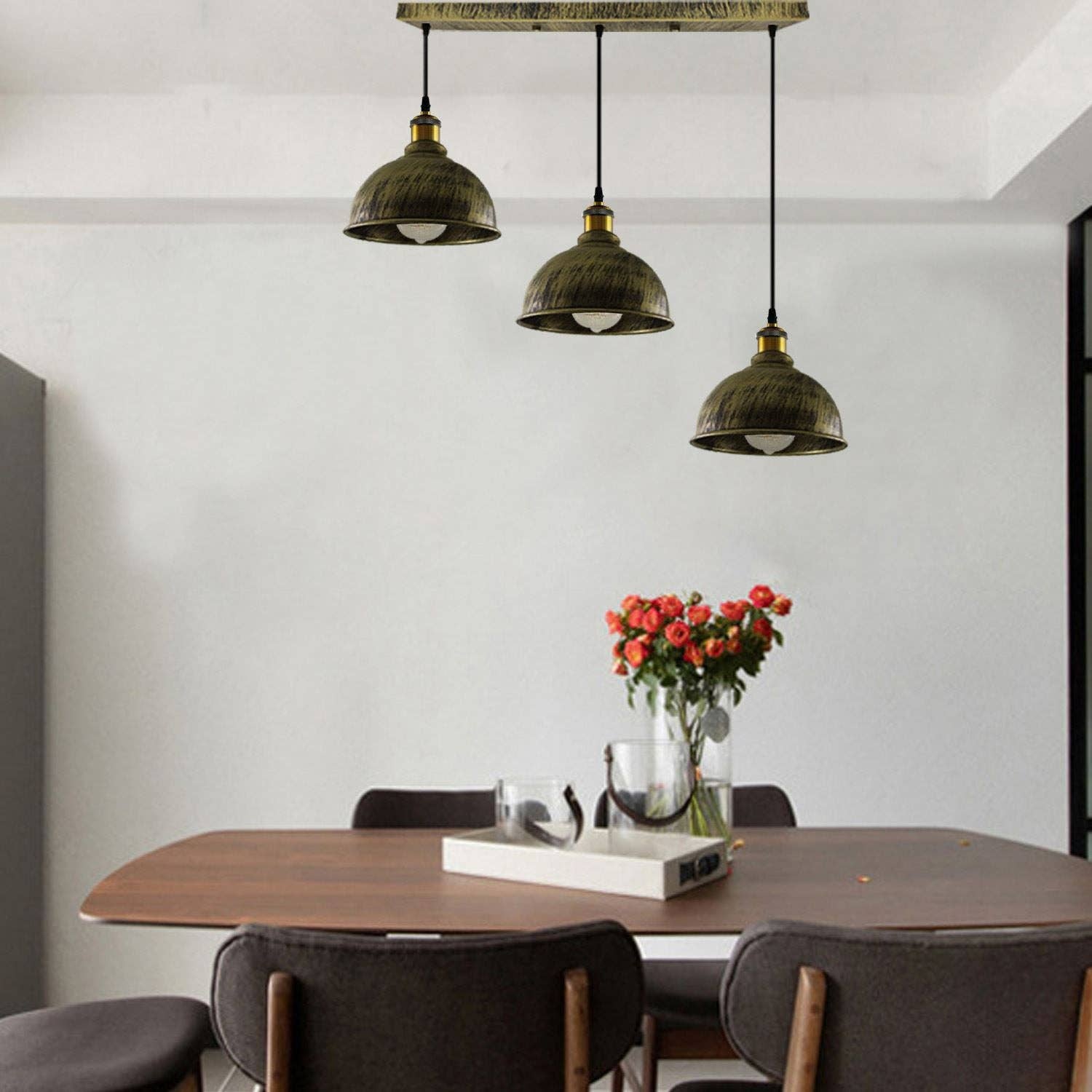 Ledsone – Engroshandel Lysekrone/pendellampe – Vintage Industrial børstet kobber indendørs hængende justerbar16