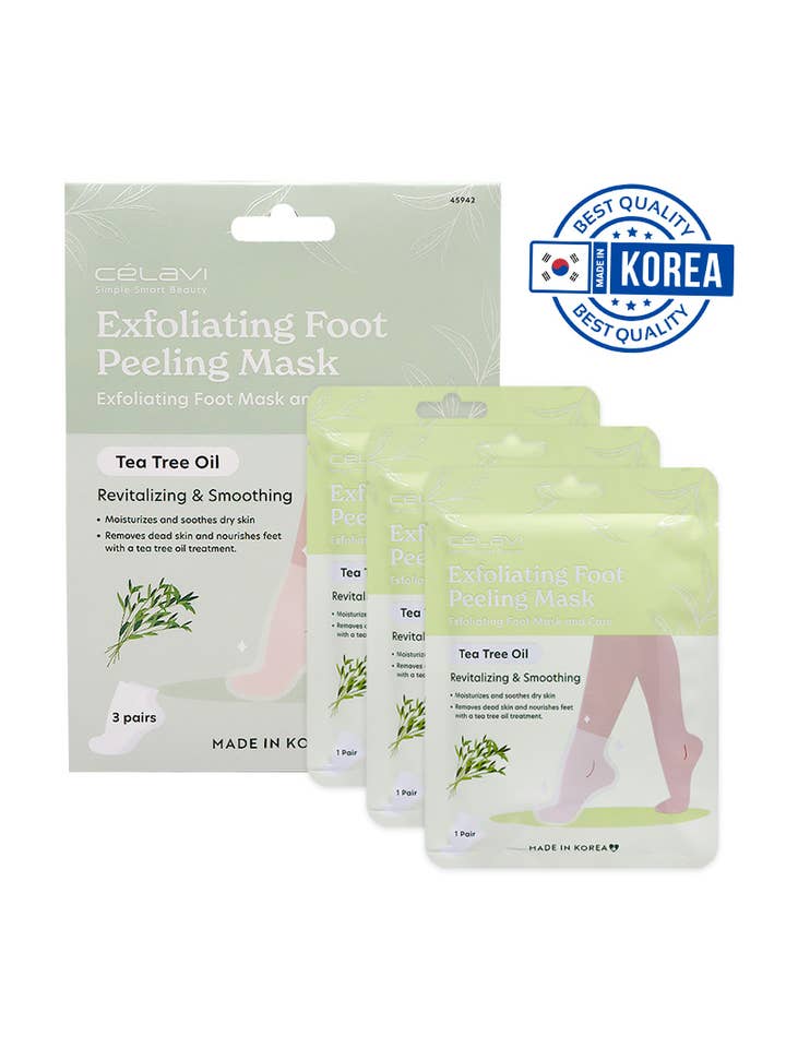 Celavi 45942 Tea Tree Oil 3 Pairs Foot Peeling Mask Set - 1 for wholesale by PINEAPPLE Beauty