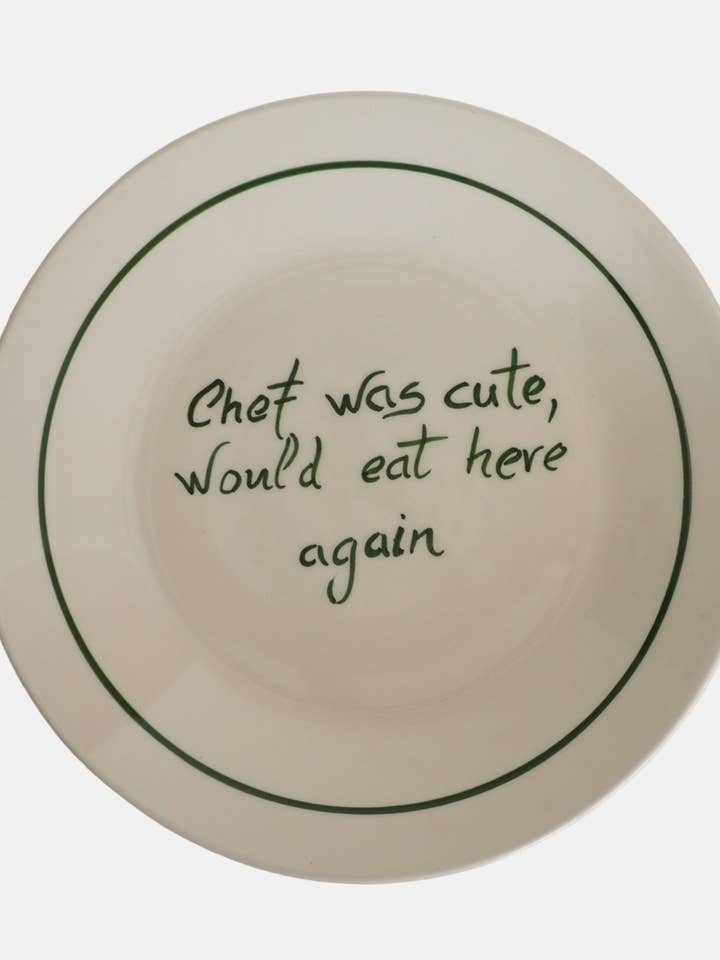 'Chef war süß, würde hier wieder essen' Frühstücksteller für den Großhandel von Studio Noticed