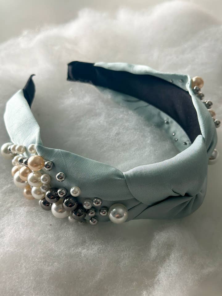 Piper Pearl Knot Headband "Mint" for wholesale by Harris Girls & Co.