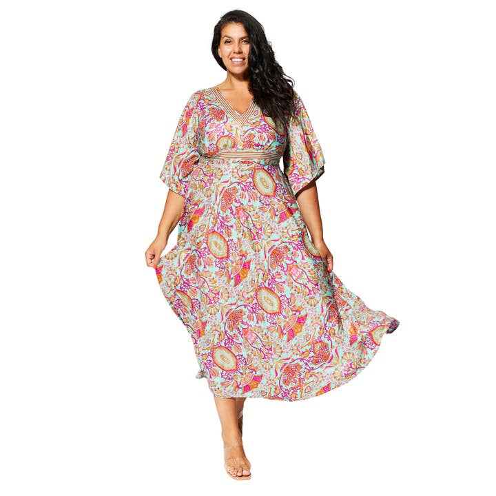 Vestito estivo lungo con maniche 3/4 Aller Simplement per la vendita all'ingrosso da parte di Aller Simplement