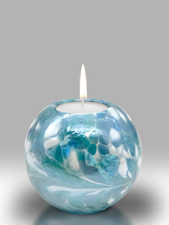 Vänskap Votiv T-ljushållare - Teal Vit - 2424-22 för wholesale av Nobile Glassware Ltd.