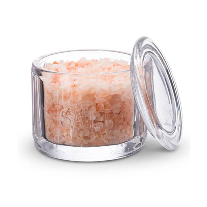 Kook - Wholesale Salt Mill - Kook Embossed Salt Cellar & Lid, Pressed Glass, 10 oz