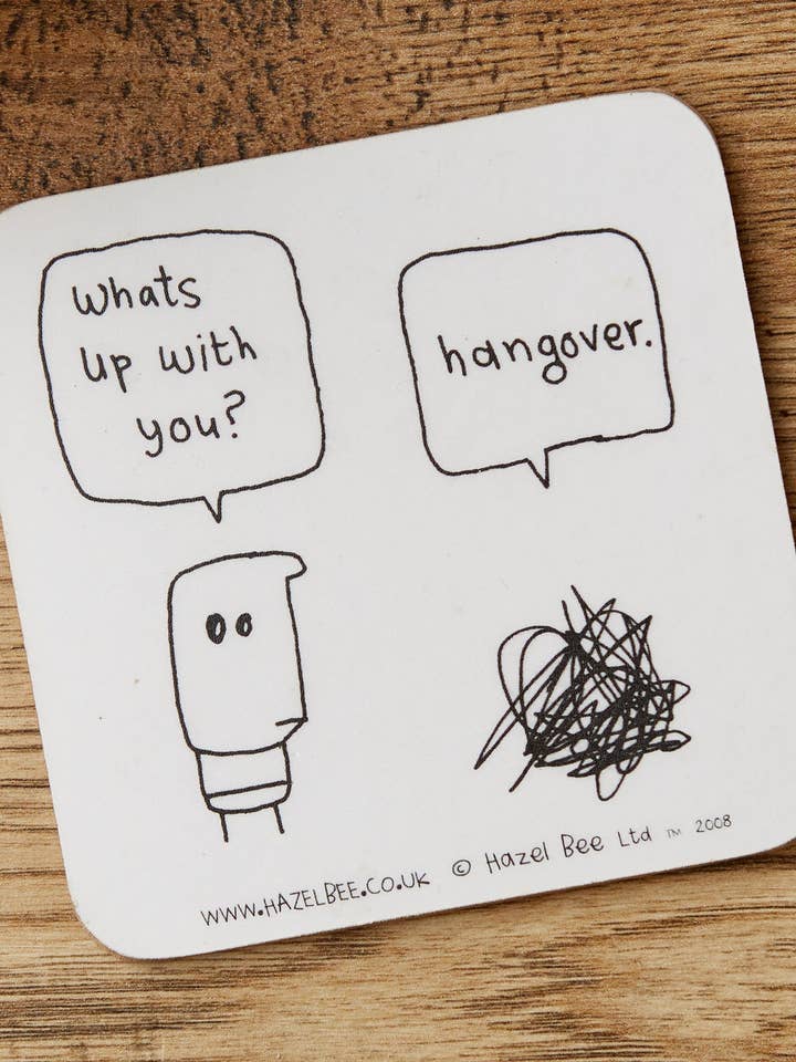 Hangover Coaster for wholesale by Hazel Bee