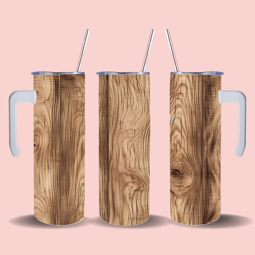 Honey Jar Creations - Wholesale Insulated Mug/Tumbler - Natural Golden Oak Wood Grai20oz Skinny Tumbler2