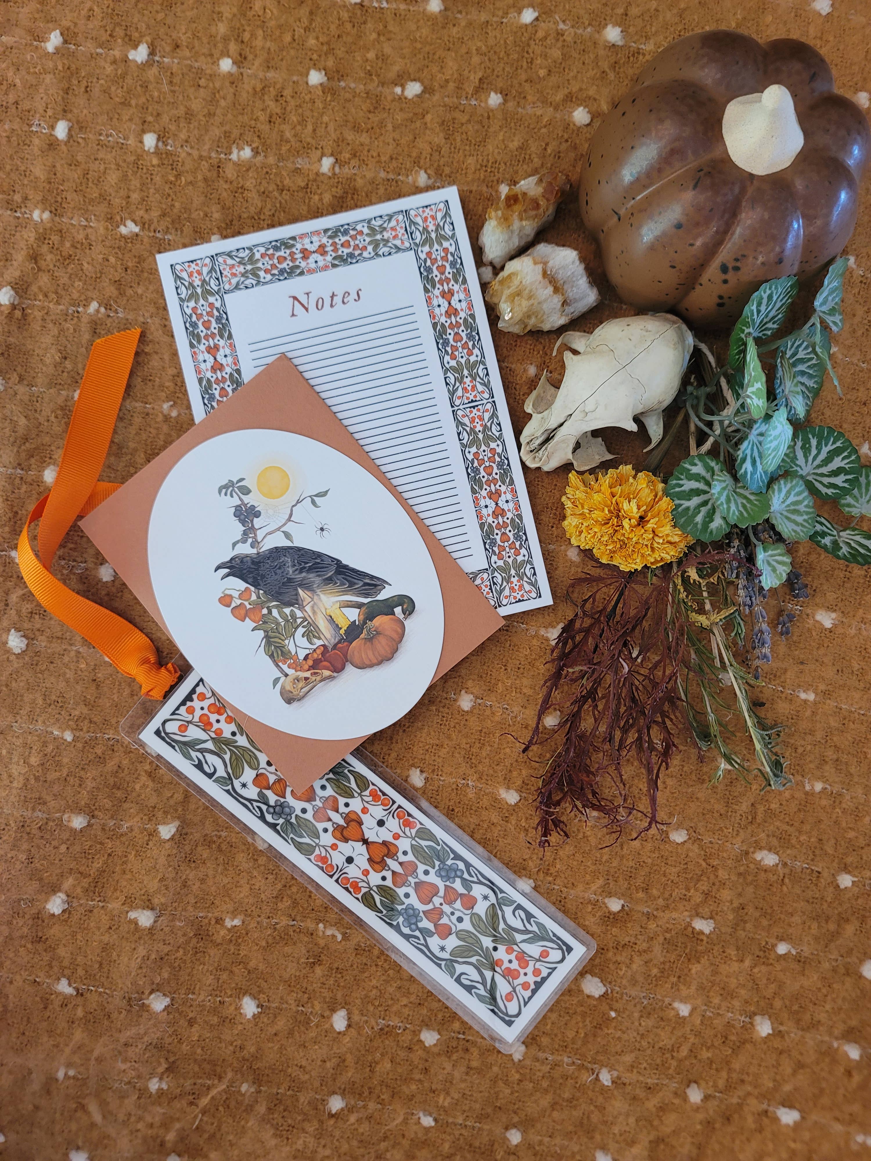 Black Moss Studio - Wholesale Stationery/Notecard Set - Autumnal Equinox Stationery Bundle – Raven & Autumn Foliage2