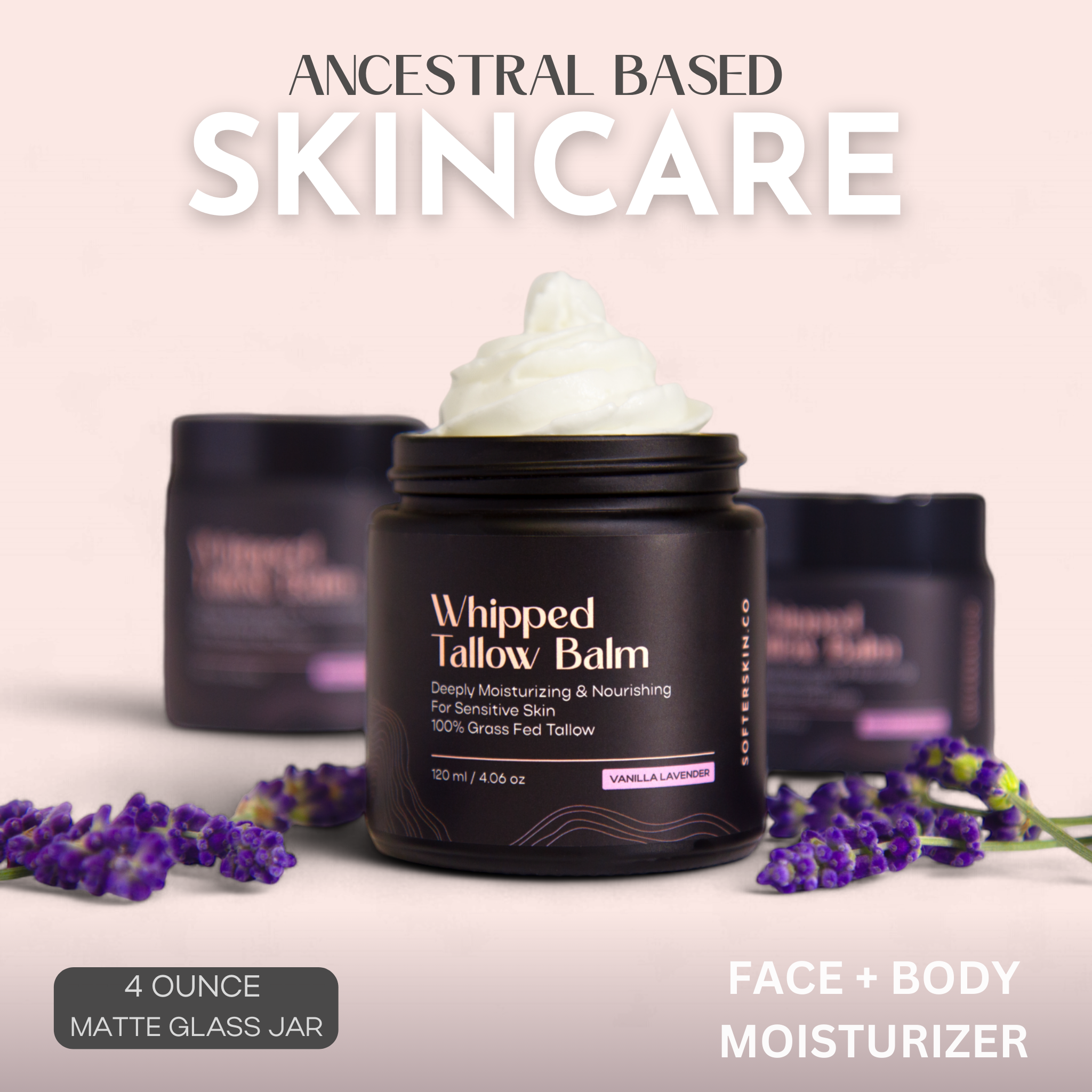 Softer Skin - Wholesale Body Cream/Lotion - Whipped Tallow Vanilla Lavender (4 oz)2