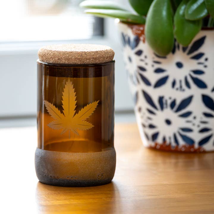 Rolf Glass - Wholesale Pitcher - Twice Around Go Green! 3.5in Stash Jar & Cork Stopper6