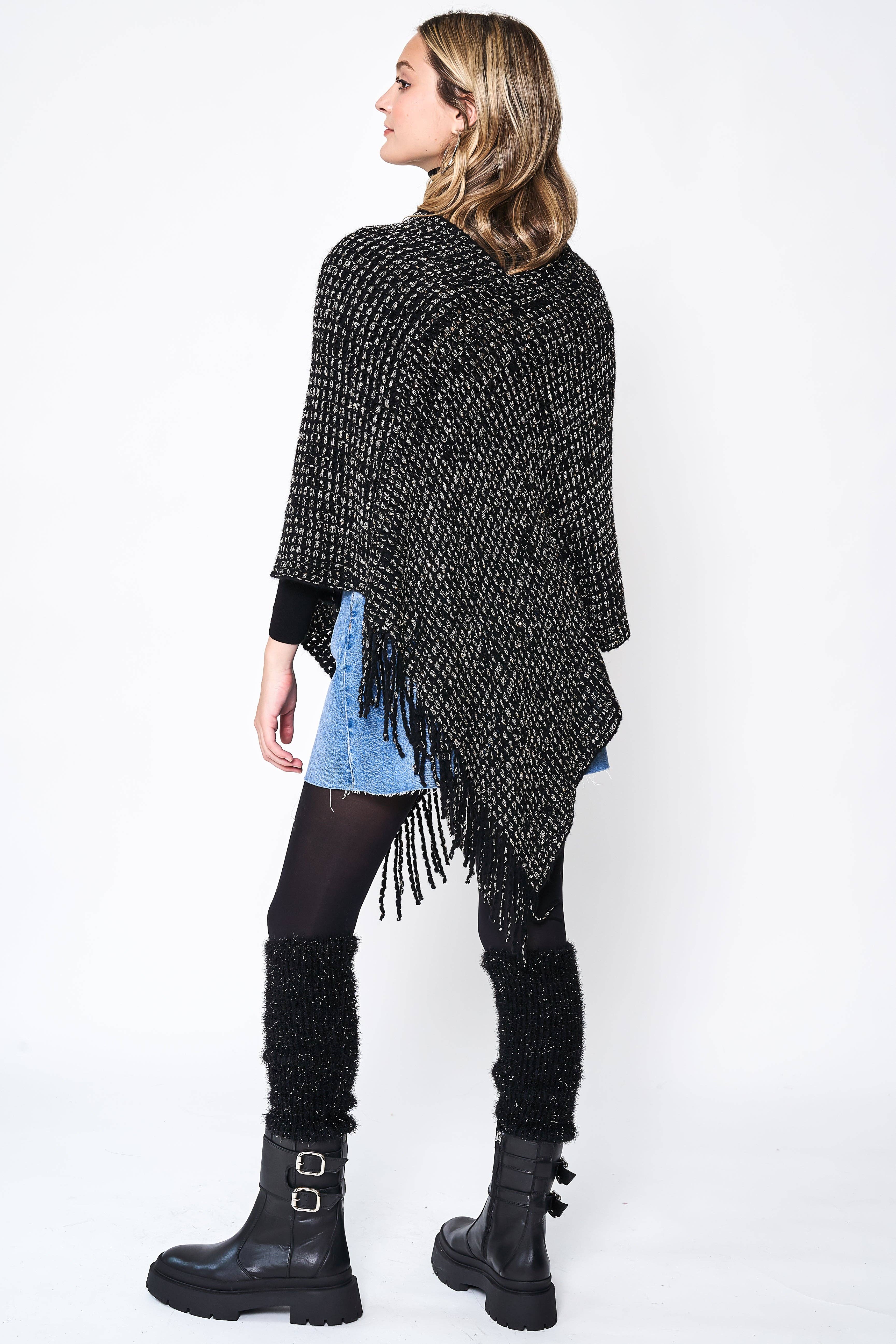 Do Everything In Love® - Wholesale Poncho - Women's - Fringed Solid Knit Poncho6