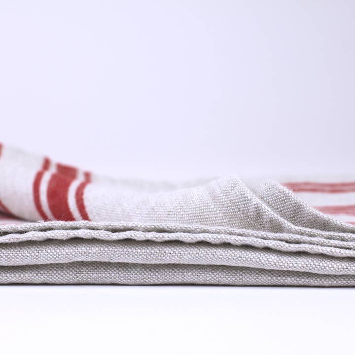 LinenCasa - Wholesale Hand Towel - Linen Hand Towel – Stonewashed – Light Natural w Red Str 23