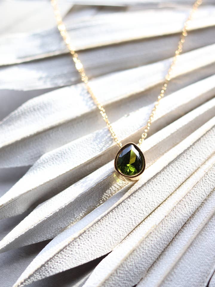 Kate Necklace - Green (Stainless Steel) for wholesale by Cedar and Cypress Designs