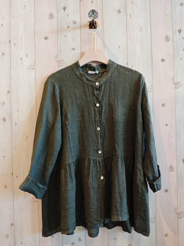 Linen & More - Wholesale Button Down Shirt - Women's - REF 6880 100% LINEN BLOUSE MAO COLLAR5