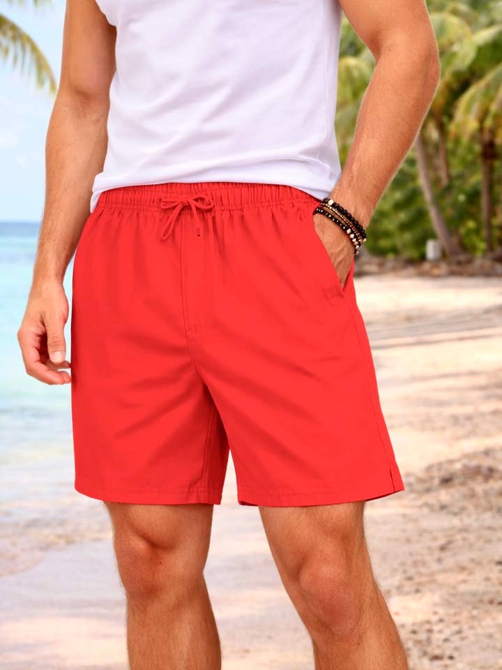 Men's Swim Short-MS186_Red for wholesale by MARINA WEST SWIM