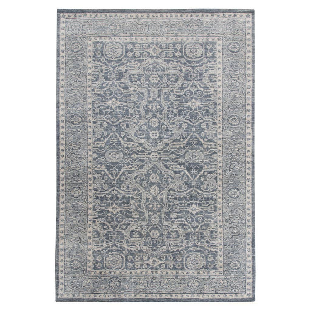 HomeRoots - Wholesale Vloerkleed - 4' x 6' Grijs en Donkergrijs Wol Medaillon Handgeweven Vloerkleed4