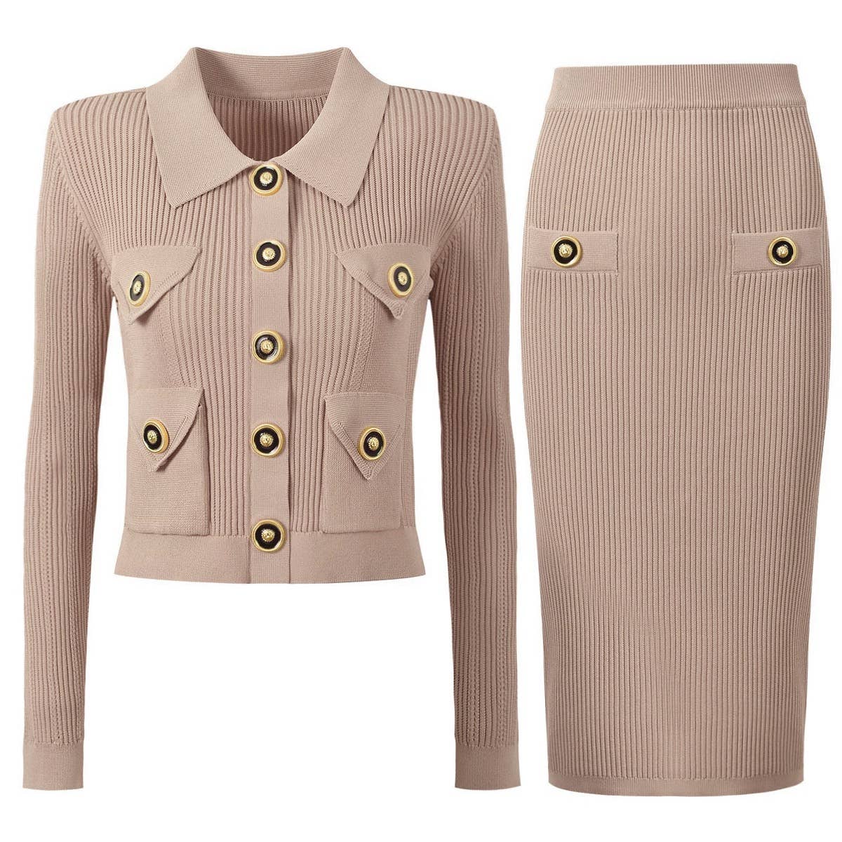 Productseeker - Wholesale Top & Skirt Set - Women's - SET218Y Spring Autumn Knit Cardigan Sweater with Skirt Set24